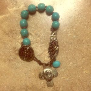 Turquoise beaded cross bracelet